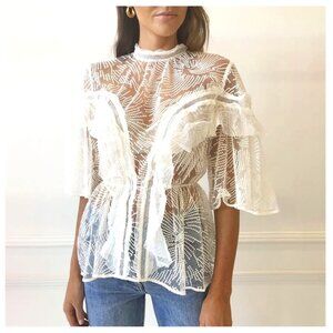 Vintage-Inspired Sheer White Lace Top - Delicate for Effortless Glam